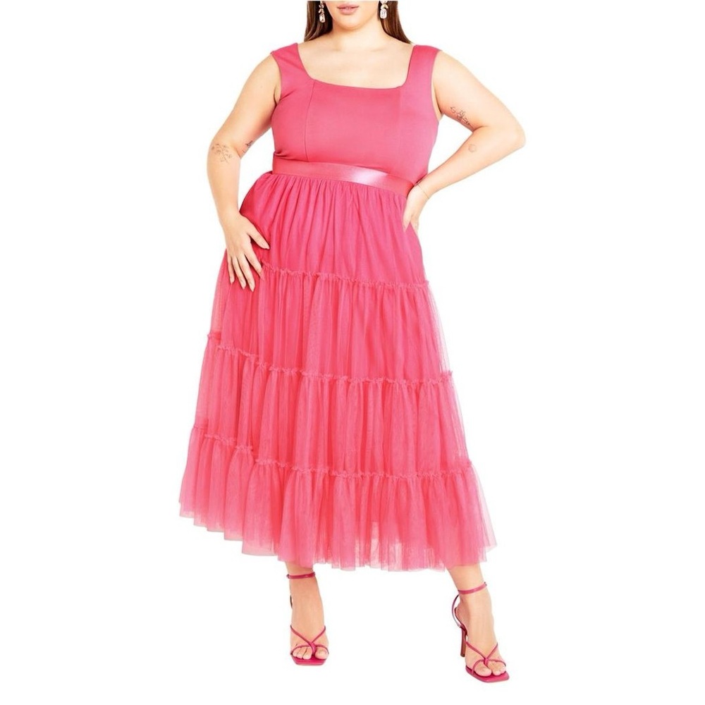 City Chic Plus Size Pink Tulle Dress
